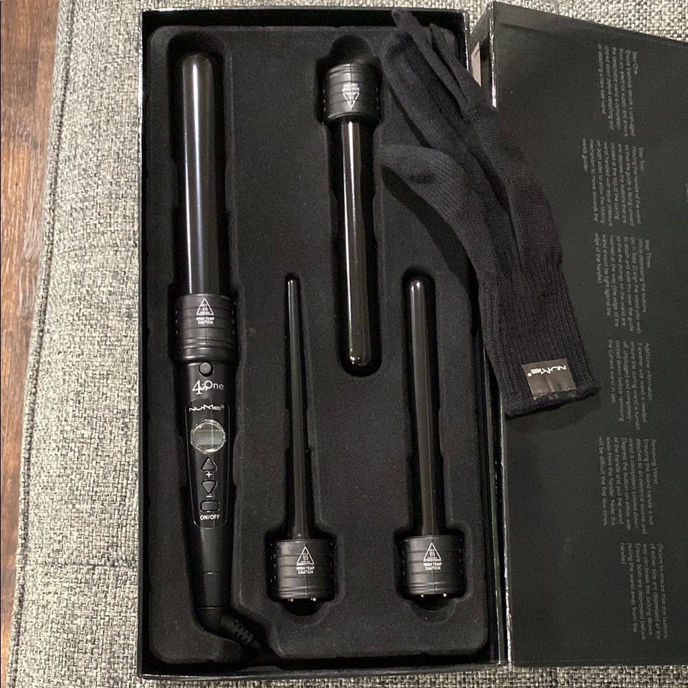 NuMe Black 4-in-1 Curling Wand Set